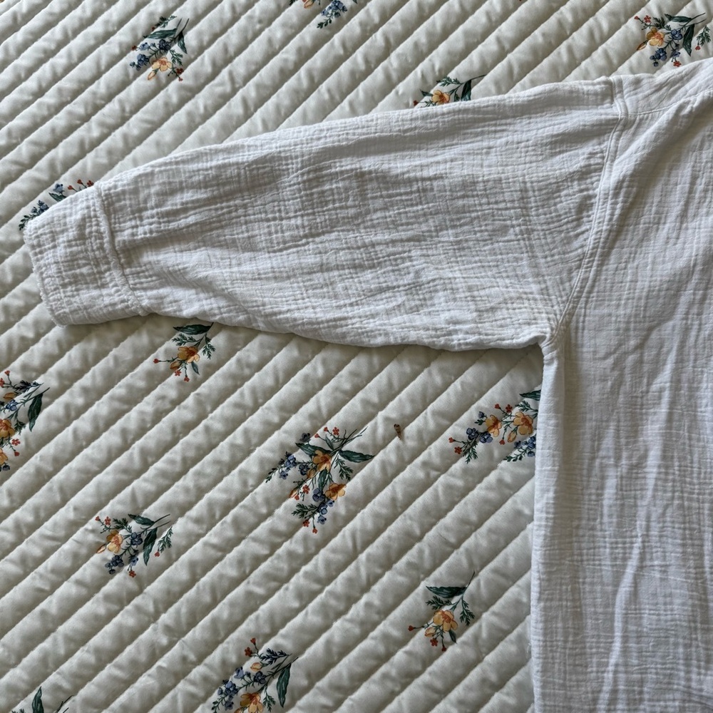 Aerie Oversized Button Down Shirt, White Cotton Lightweight Cover Up – Large - Picture 4 of 7